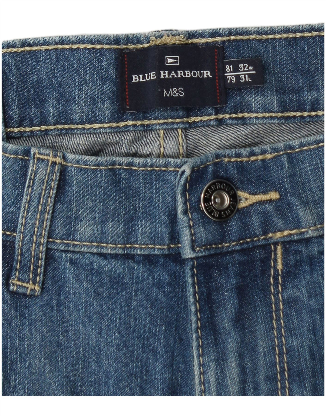 Blugi drepti pentru bărbați Marks & Spencer Blue Harbour W32 L31 Bumbac albastru