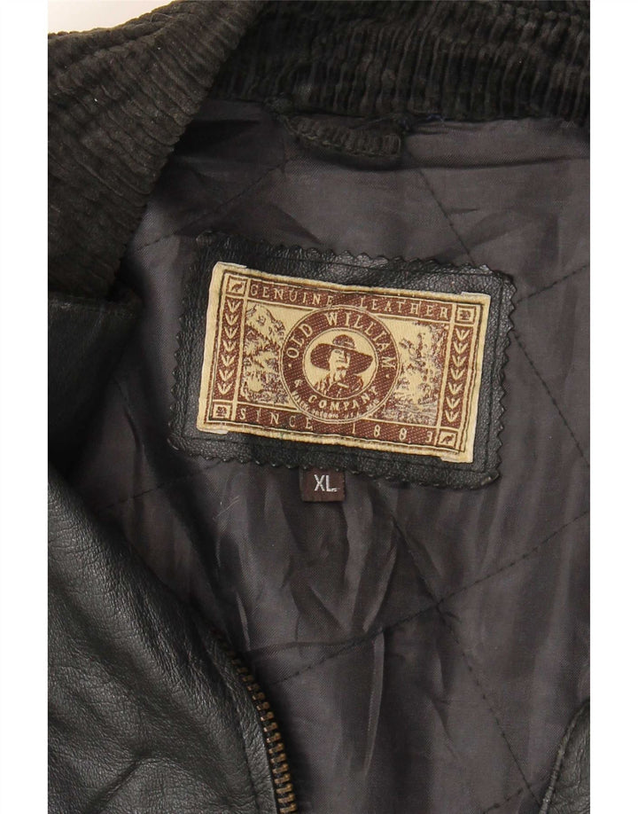 Palton din piele vintage pentru bărbați UK 42 XL negru
