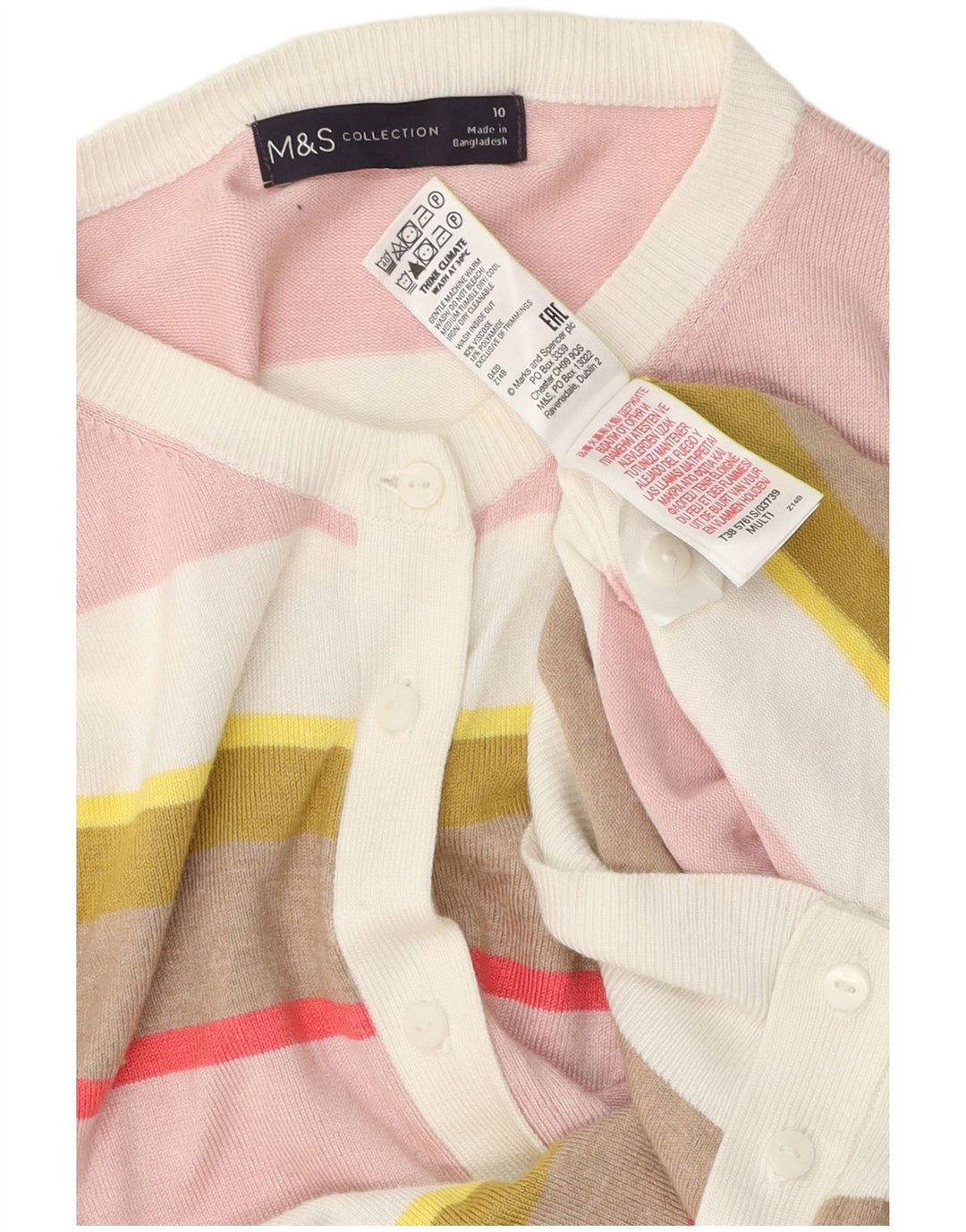MARKS & SPENCER Pulover cardigan pentru femei UK 10 mic, multicolore, cu dungi