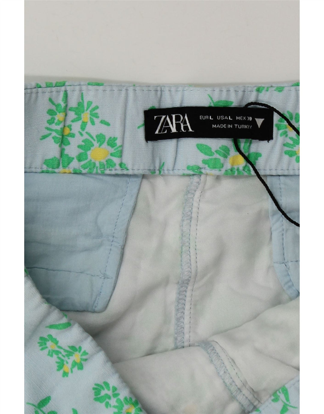 Pantaloni caldi pentru femei Zara, mari W30, vascoză, florală, albastră