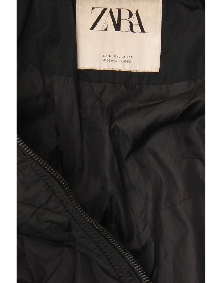 Jachetă matlasată pentru femei Zara UK 16, mare, negru, poliester