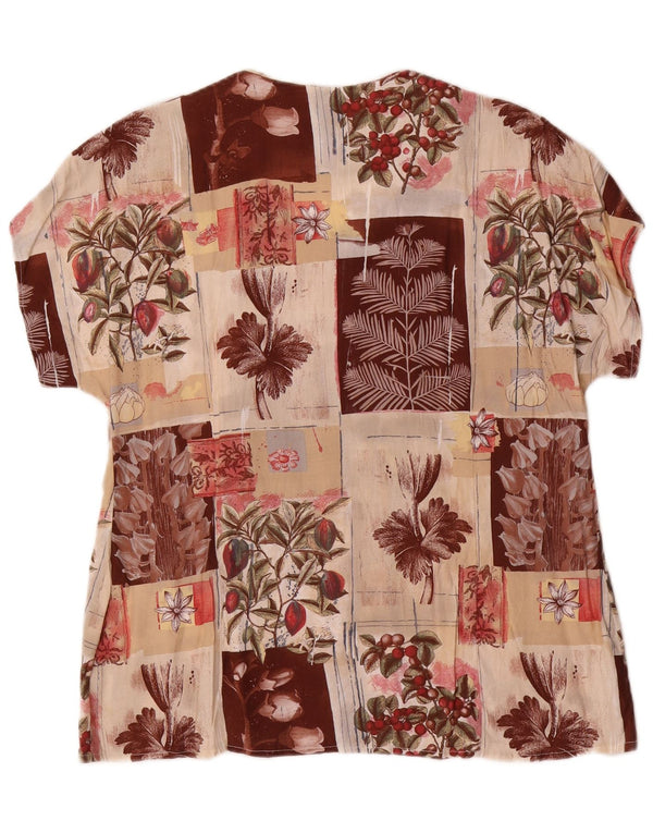 Bluză vintage cămașă cu mânecă scurtă pentru femei UK 16 mare, multicoloră, florală