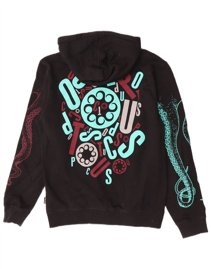 Pulover cu glugă cu grafic pentru bărbați Octopus, bumbac mic, negru