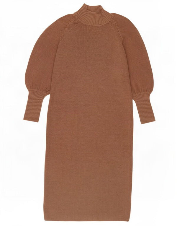 Whistles Rochie Jumper cu mânecă lungă pentru femei UK 12 Lână merinos maro mediu