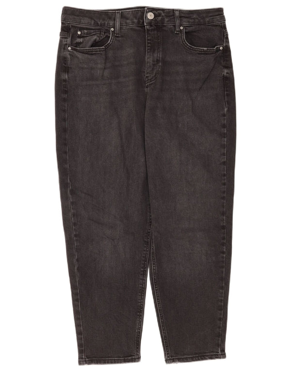 Marks & Spencer Womens Mom Crop Tapered Jeans UK 14 Large W34 L25 Black