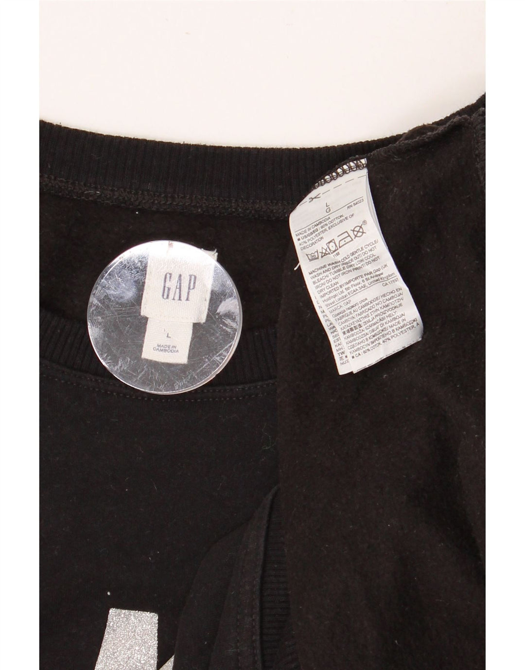 GAP Pulover cu grafic pentru femei UK 16, mare, negru, bumbac