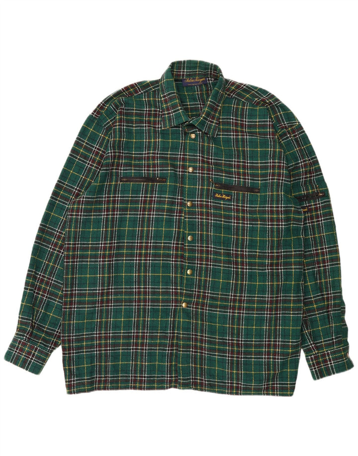 Cămașă Vintage pentru bărbați Cămașă de flanel 2XL verde check