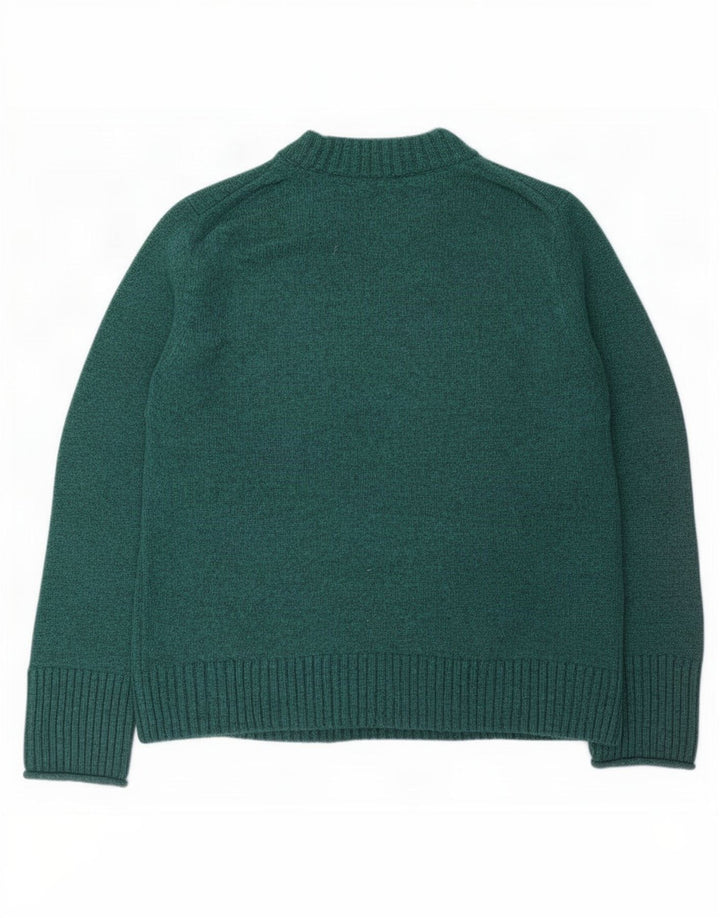 Pulover pentru femei Jigsaw cu decolteu triplu UK 14 Lână verde mediu
