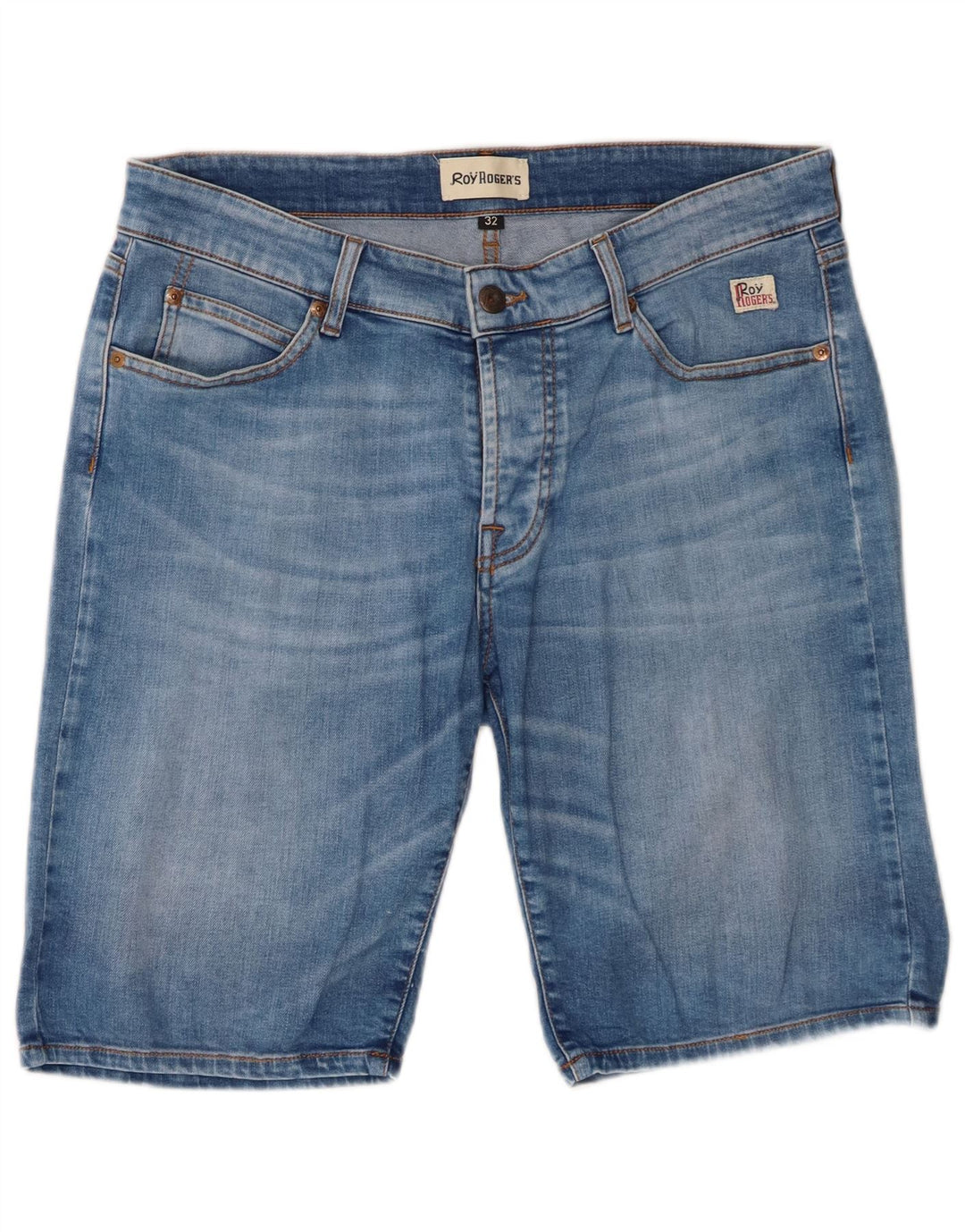 Pantaloni scurți din denim pentru bărbați Roy Rogers W32, bumbac albastru mediu