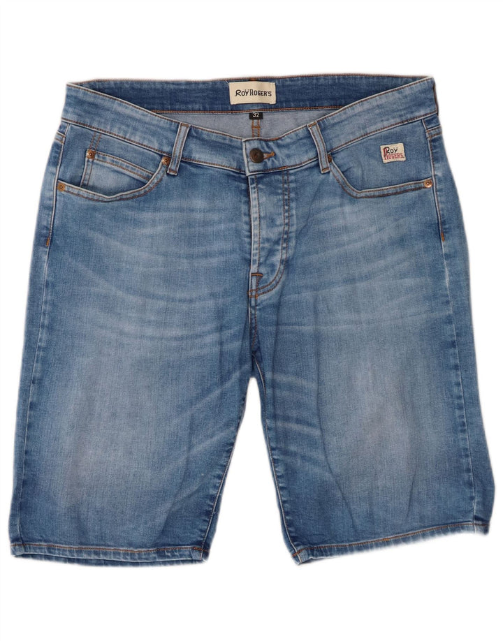 Pantaloni scurți din denim pentru bărbați Roy Rogers W32, bumbac albastru mediu