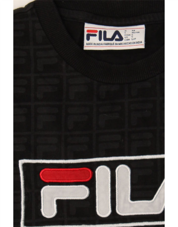 FILA Mens Graphic T-Shirt Top Small Black Cotton Vintage Fila and Second-Hand Fila from Messina Hembry 