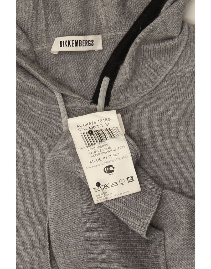 BIKKEMBERGS Womens Graphic Hoodie Jumper UK 14 Medium Grey Colourblock Vintage Bikkembergs and Second-Hand Bikkembergs from Messina Hembry 