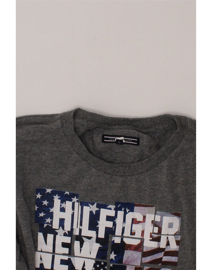 TOMMY HILFIGER Boys Graphic Top Long Sleeve 15-16 Years Grey Classic Vintage Tommy Hilfiger and Second-Hand Tommy Hilfiger from Messina Hembry 
