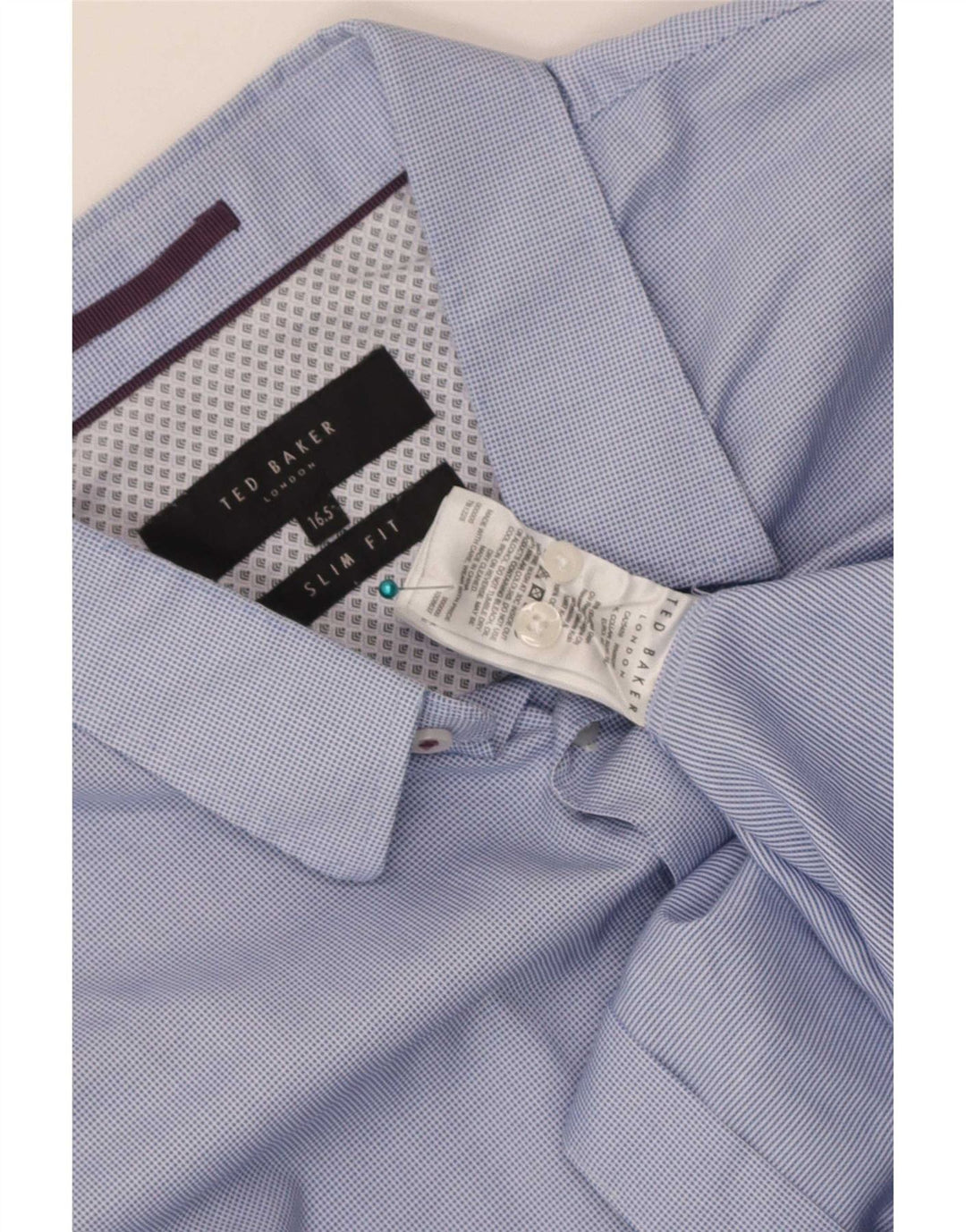 Cămașă pentru bărbați Ted Baker, slim fit, mărimea 16 1/2 mare, bumbac cu check albastru