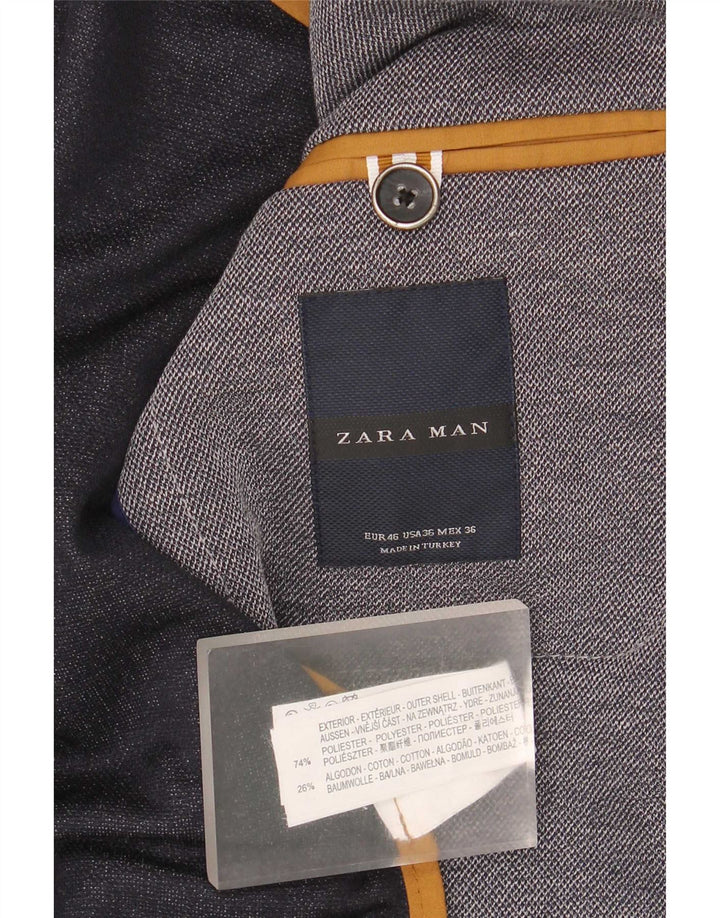 Blazer pentru bărbați Zara cu 2 nasturi EU 46 Poliester mic gri