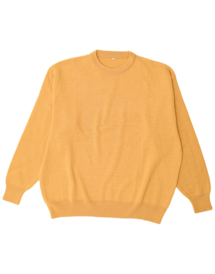 Pulover Vintage pentru bărbați cu gâtul turnat XL Lână galbenă