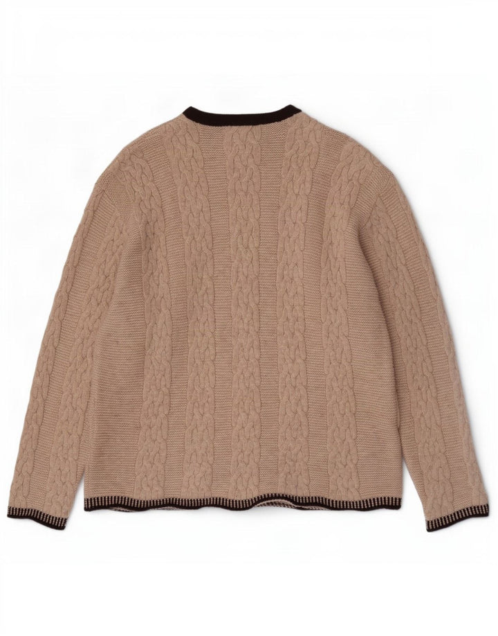 Pulover vintage pentru bărbați, cu fermoar, cu gât, lână mare, bej, bloc de culoare