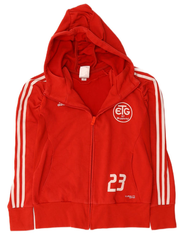 Adidas Climalite Graphic Zip Hoodie Pulover UK 12 Bumbac Roșu Mediu