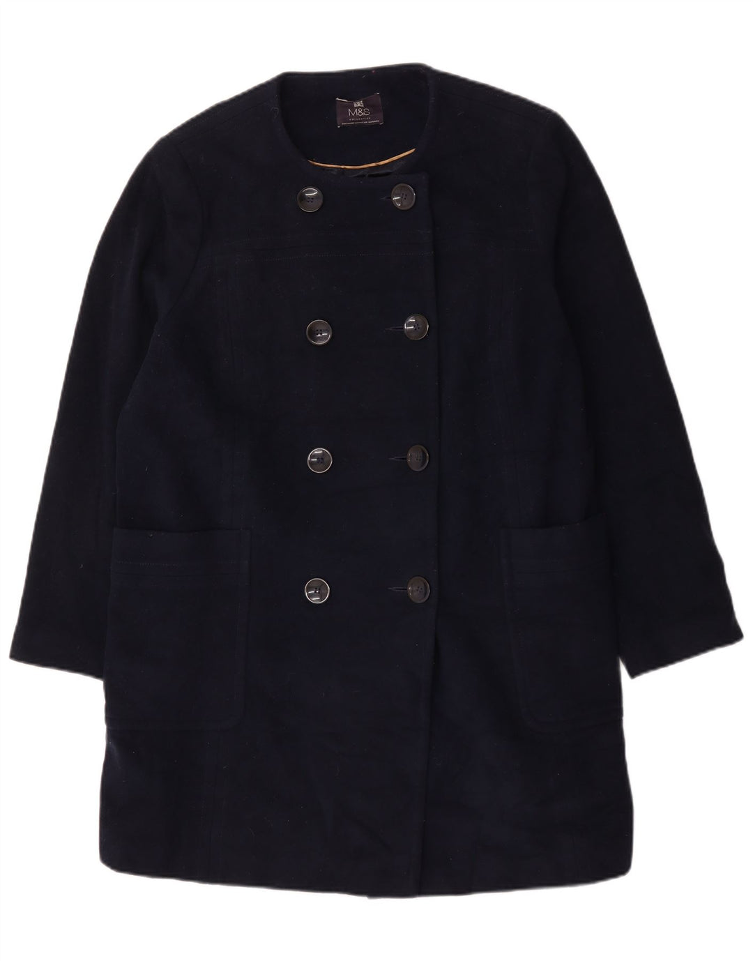 Palton dublu pentru femei Marks & Spencer UK 22 3XL Lână bleumarin