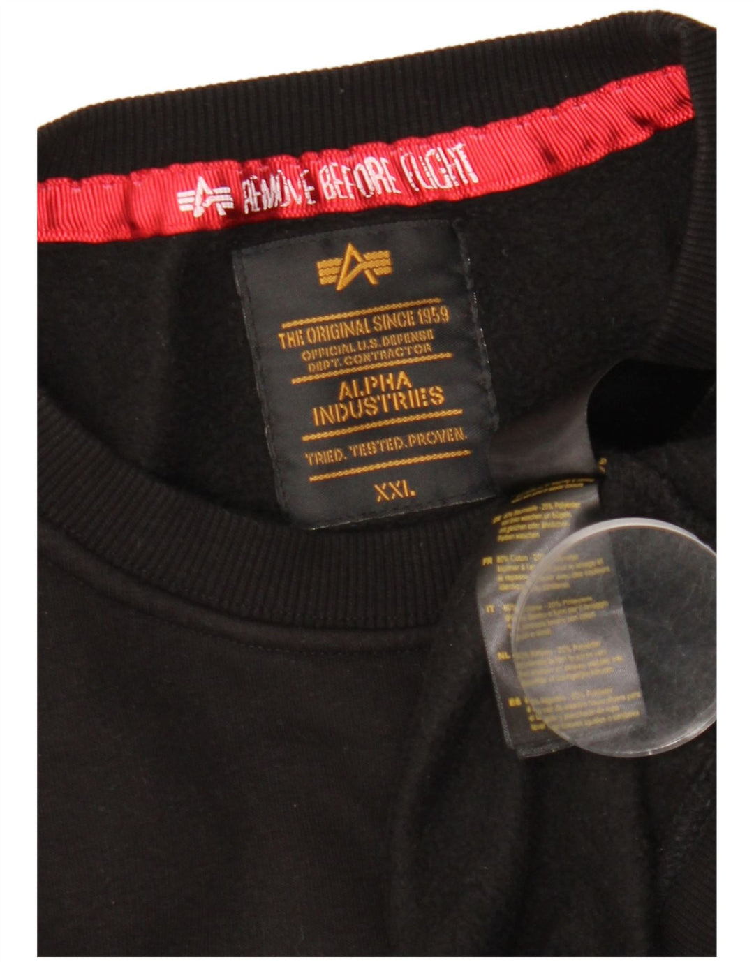 Pulover pentru bărbați Alpha Industries, 2XL, bumbac negru