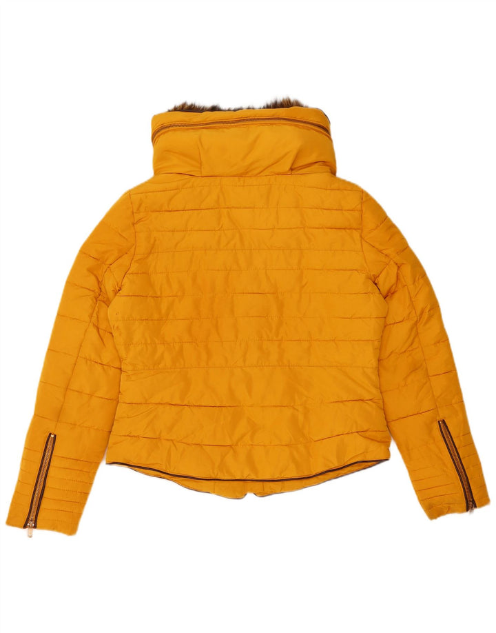 Jachetă căptușită cu glugă pentru femei Zara UK 16 Large Yellow