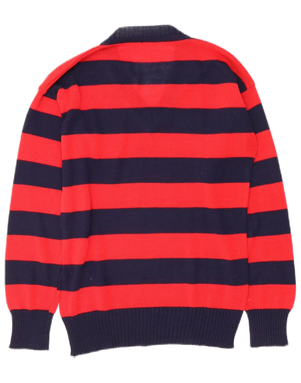 Pulover vintage pentru femei cu decolteu în V UK 12 Medium Red Dunge