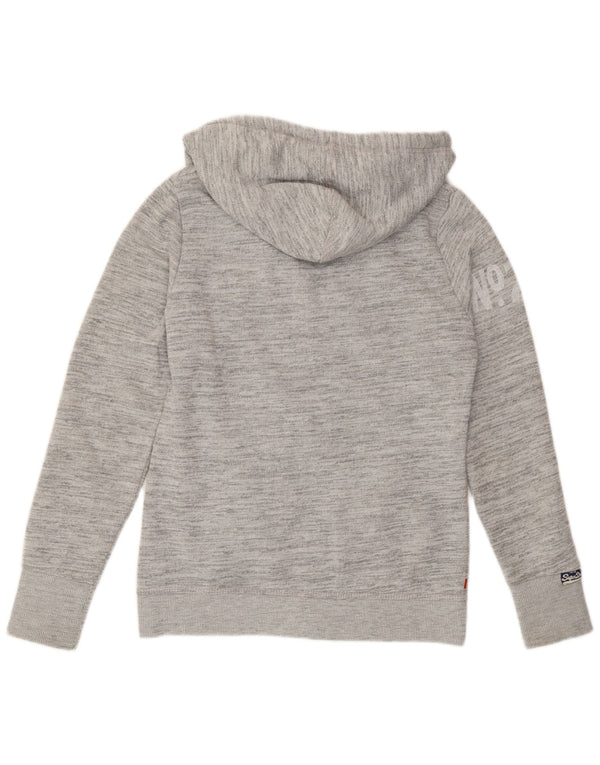 Pulover Superdry pentru femei, cu grafic, cu fermoar, din bumbac cu pete gri mediu UK 14