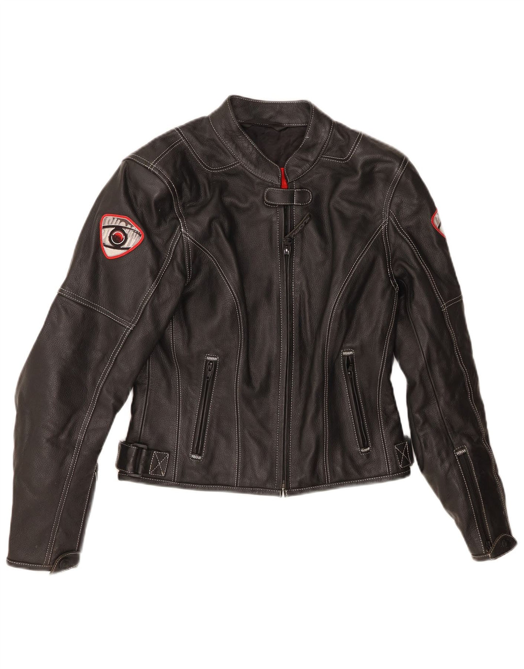 Jachetă de piele Suomy Moto Racer pentru femei UK 12, piele medie neagră