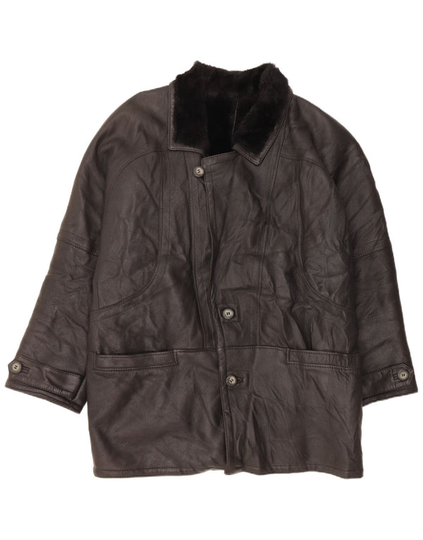 Pardesiu din shearling pentru bărbați VINTAGE IT 52 XL negru din shearling