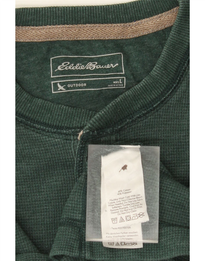 EDDIE BAUER Top pentru bărbați cu mânecă lungă, mare, verde, bumbac