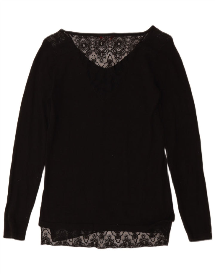 Guess Top pentru femei cu mânecă lungă UK 10 Small Black Floral