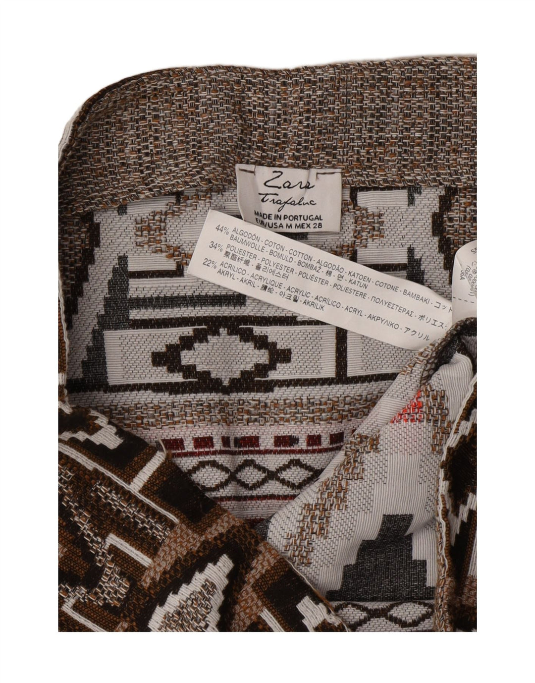 ZARA Womens Mini Skirt Medium W28 Multicoloured Fair Isle Cotton Vintage Zara and Second-Hand Zara from Messina Hembry 