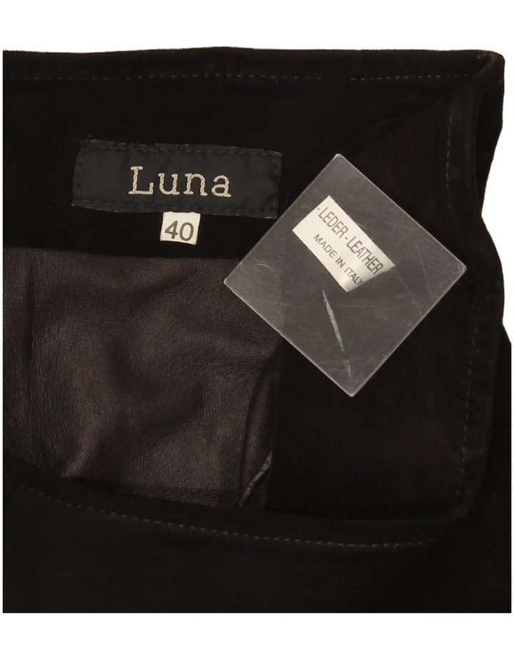 Fusta Wrap din piele intoarsa pentru femei Luna IT 40 Small W26 Piele neagra