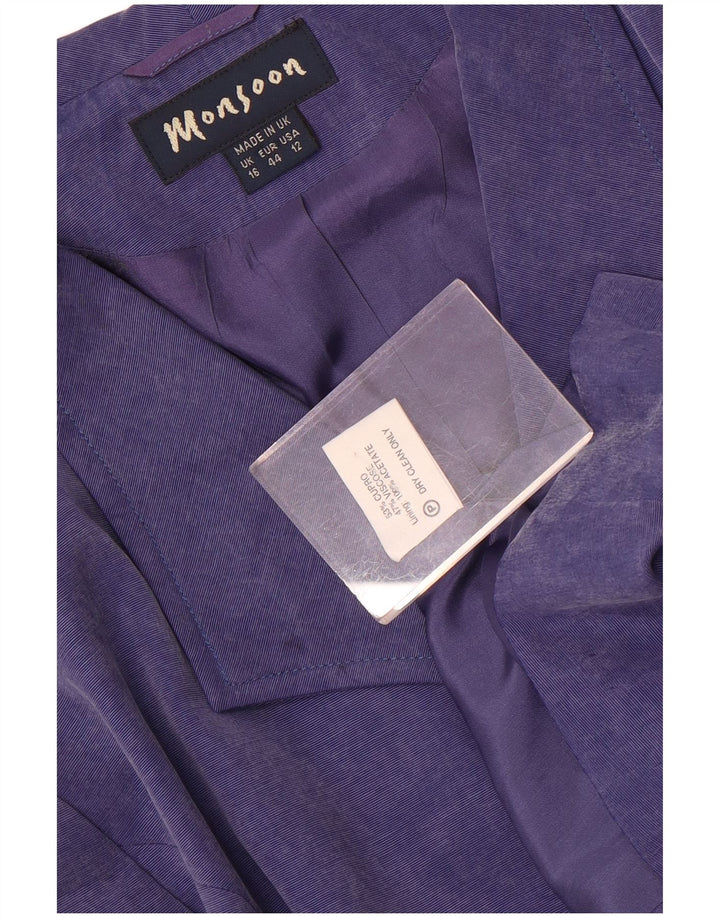 Sacou blazer pentru femei Monsoon cu 5 nasturi UK 16 mare violet cupro