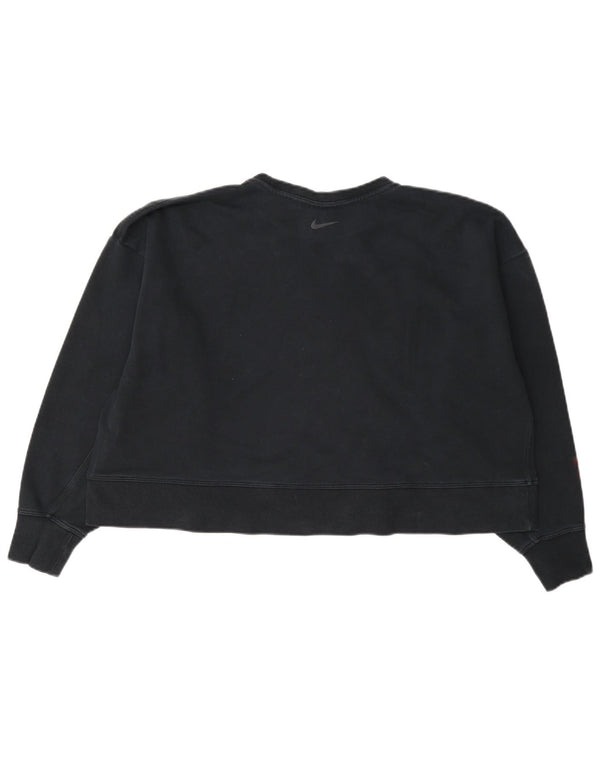 Pulover Nike Dri Fit Crop Graphic pentru femei UK 16 Mare bleumarin