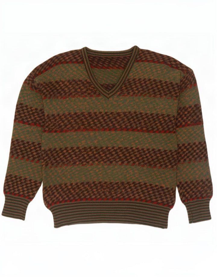 Pulover vintage pentru bărbați cu decolteu în V IT 50 Medium Khaki Dungat