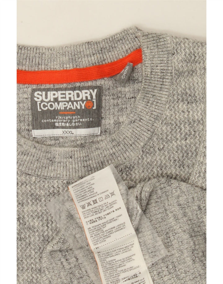 Pulover pentru bărbați SUPERDRY cu gât roșu, 3XL, bumbac cu pete gri