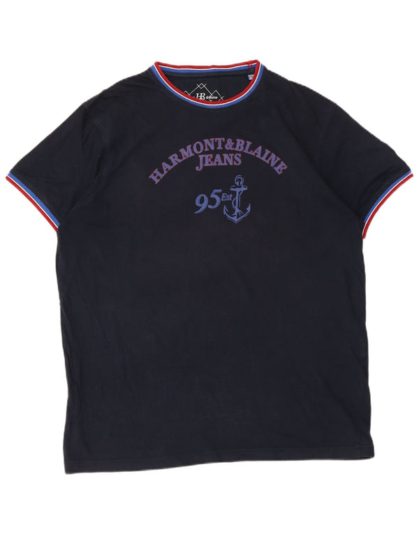 Tricou grafic pentru bărbați Harmont & Blaine Top 2XL bumbac bleumarin