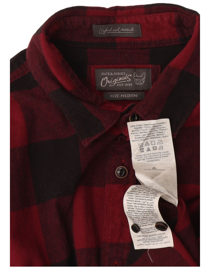 Cămașă de flanel Jack & Jones pentru bărbați, bumbac cu carouri roșii medii