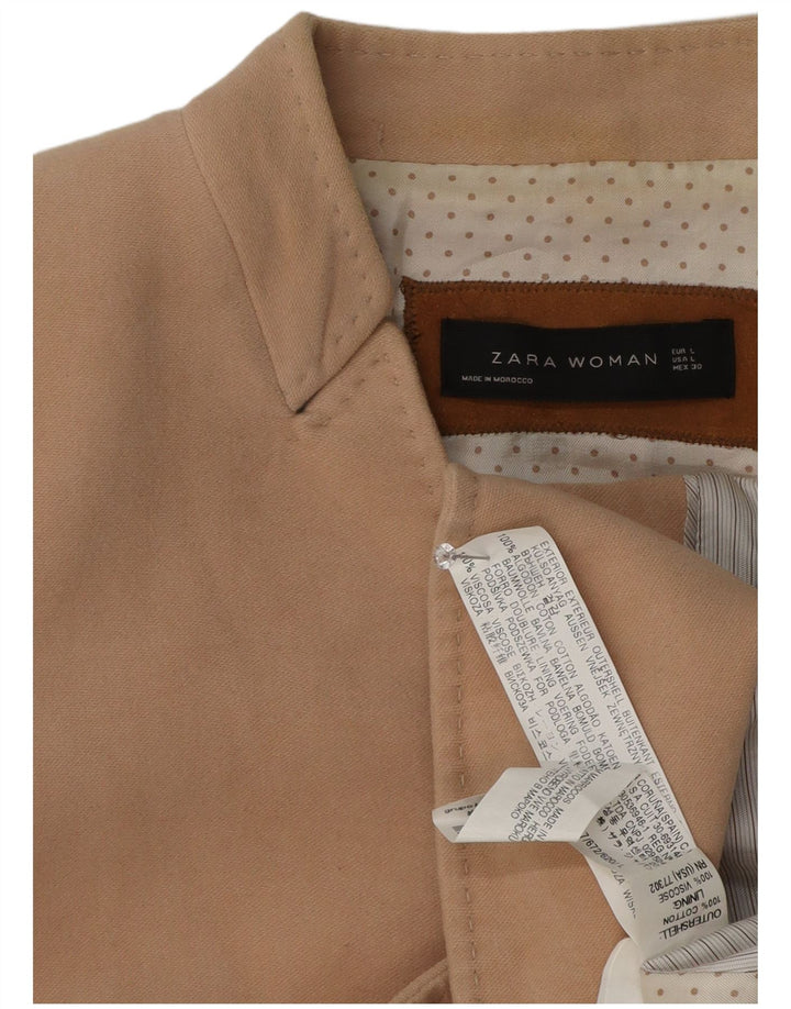 Blazer pentru femei Zara cu 1 nasture UK 14 mare, bej, bumbac