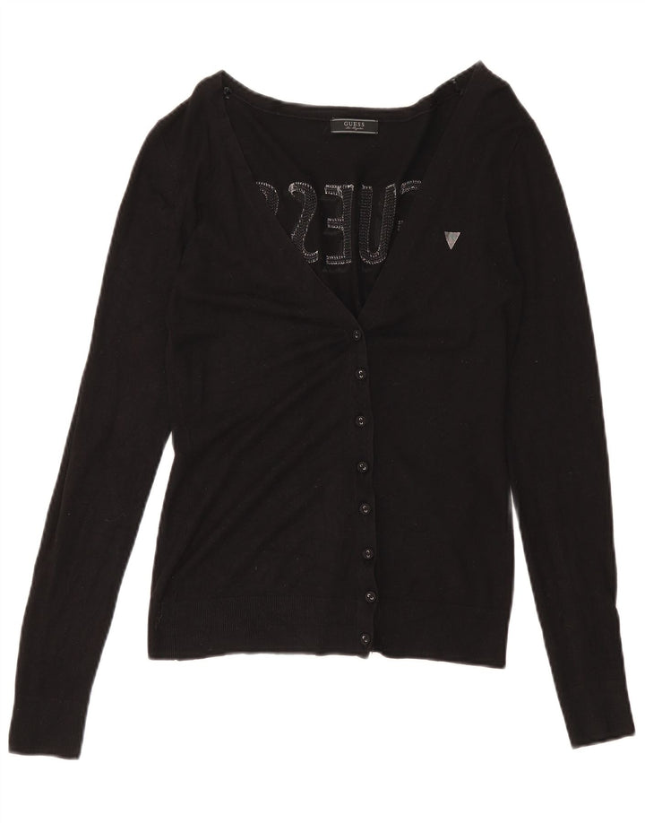 Pulover cardigan grafic Guess pentru femei UK 8 Small Black Viscose