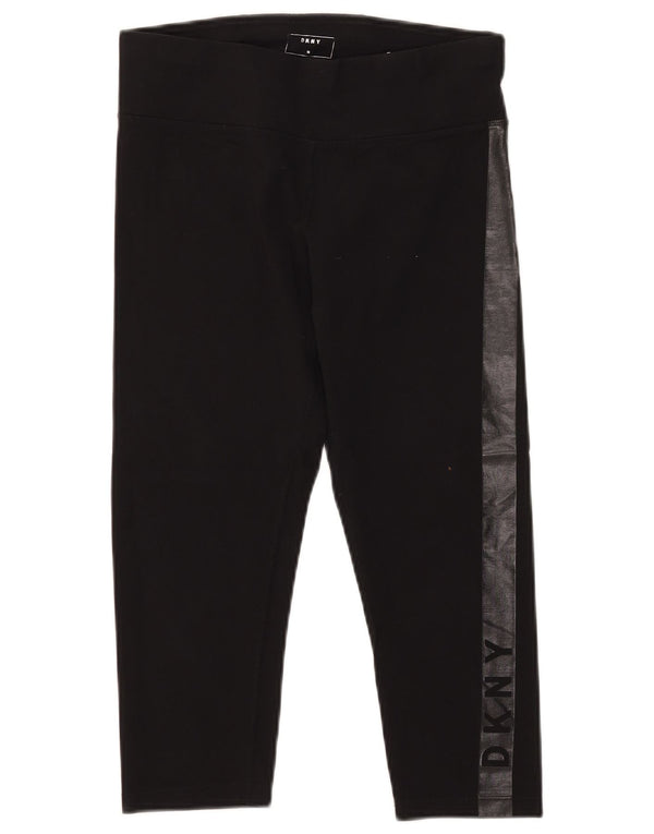 Leggings Capri grafic Dkny pentru femei UK 12 mediu negru, bumbac color bloc
