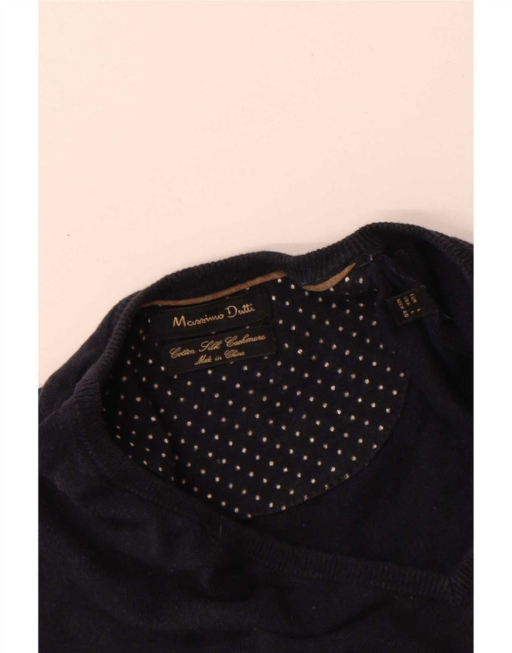 Massimo Dutti Pulover cu decolteu în V pentru bărbați, mare, albastru, bumbac