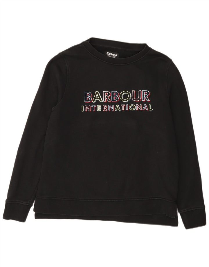 Barbour Pulover cu grafic pentru femei UK 12 Bumbac mediu negru