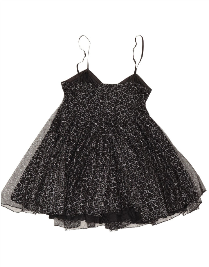Rochie tutu vintage pentru femei UK 8 Small Negru Floral Poliester