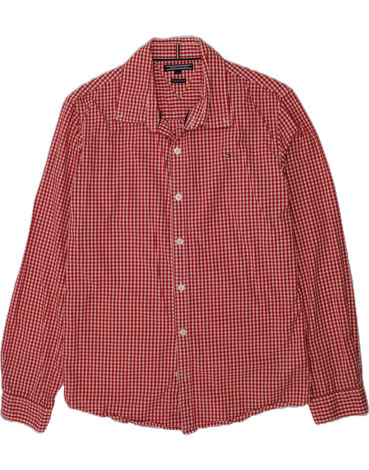 TOMMY HILFIGER Boys Shirt 13-14 Years Red Gingham Cotton Vintage Tommy Hilfiger and Second-Hand Tommy Hilfiger from Messina Hembry 