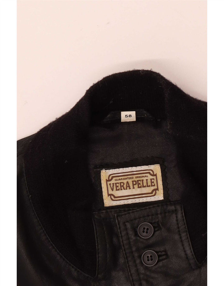 Jachetă de piele vintage pentru bărbați IT 58 4XL neagră