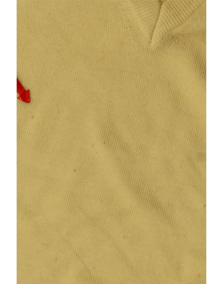 Pulover cu decolteu în V Erin pentru bărbați, lână virgină, galbenă, mare