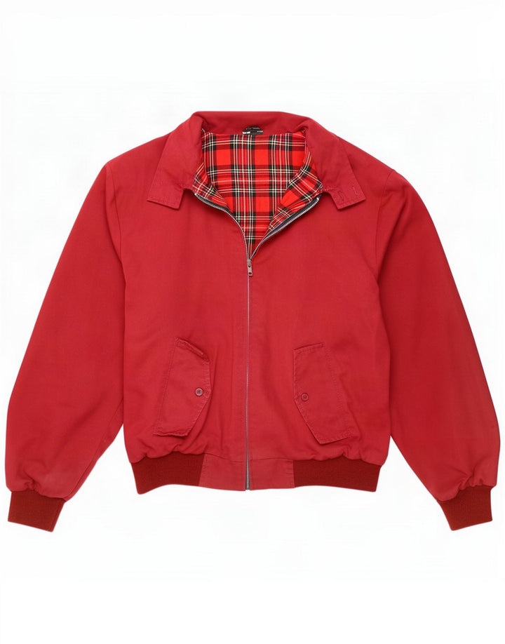 Vintage Mens Bomber Jacket UK 36 Small Burgundy Poliester