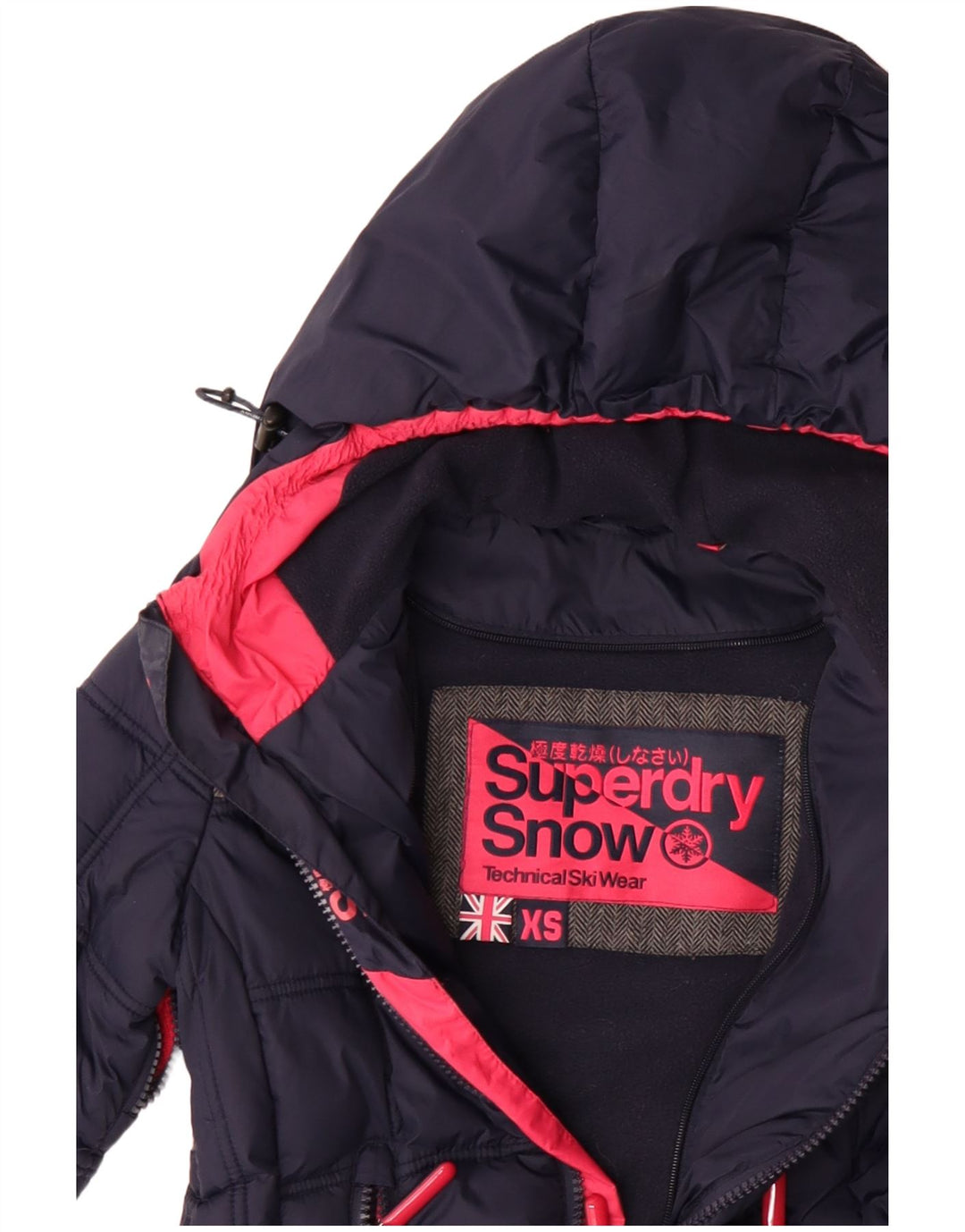 Jachetă de schi cu glugă supradimensionată Superdry pentru femei UK 6 XS poliester bleumarin